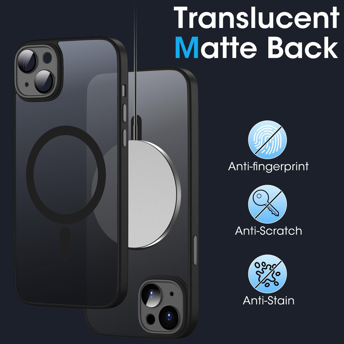 iPhone 15 Hoesje - Zwart - Matte Armor MagSafe Back Cover