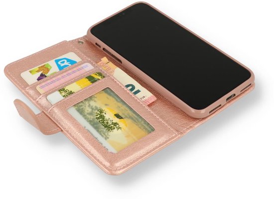 Apple iPhone 11 Pro Hoesje - Rosegoud - Glitter Luxe Bookcase met Rits