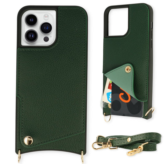 Apple iPhone 12 Pro Max Hülle - Grün - Backcover mit Handschlaufe und Handykette