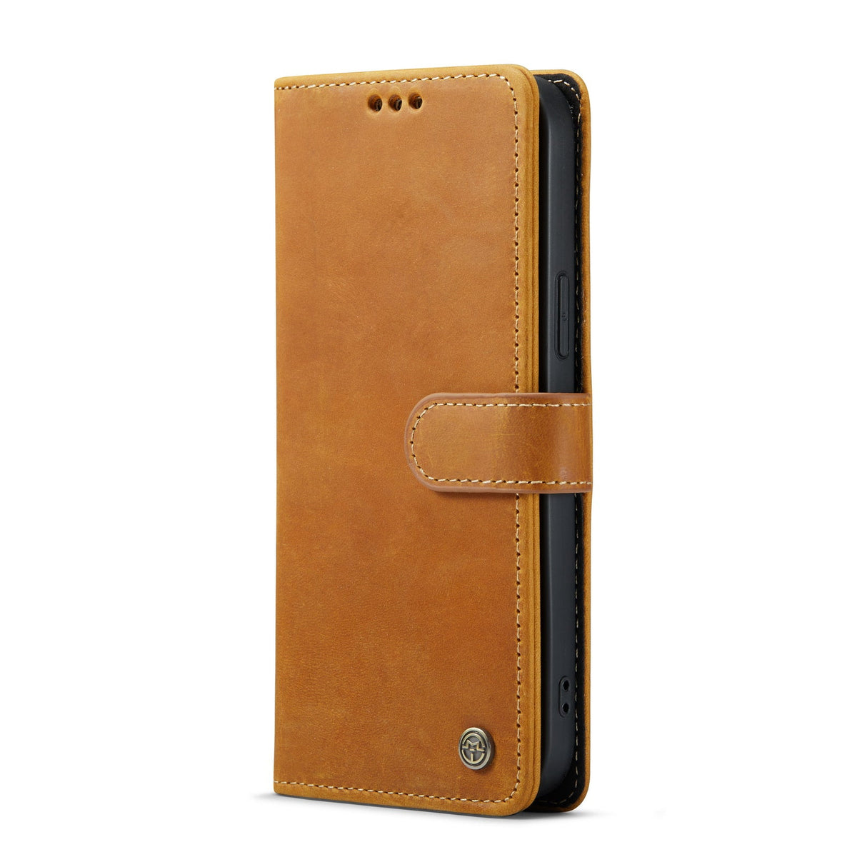 Apple iPhone 15 Plus Case - Brown - Genuine Leather Wallet Case
