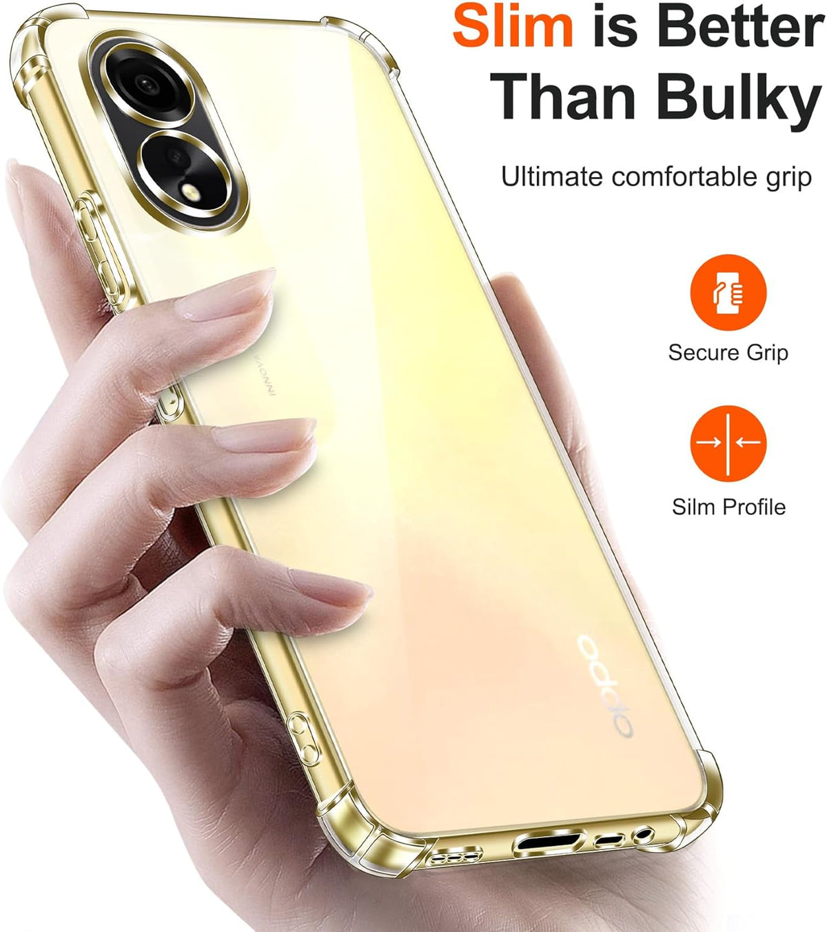 Oppo A18 Case - Clear - Shockproof Hybrid Back Cover