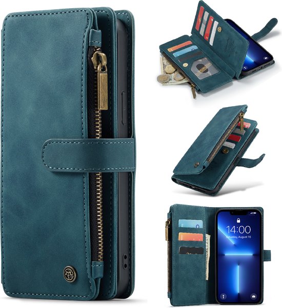 Apple iPhone 13 Pro Max Hoesje - Emerald Green - Luxe Bookcase met Rits