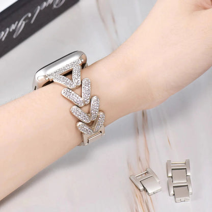 Apple Watch Bandje 38/40/41/42 mm - Metaal Schakelbandje met Kristallen - Goud