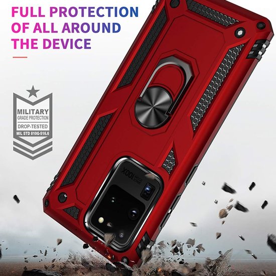 Samsung Galaxy S20 Ultra Hoesje - Rood - Armor Kickstand Back Cover