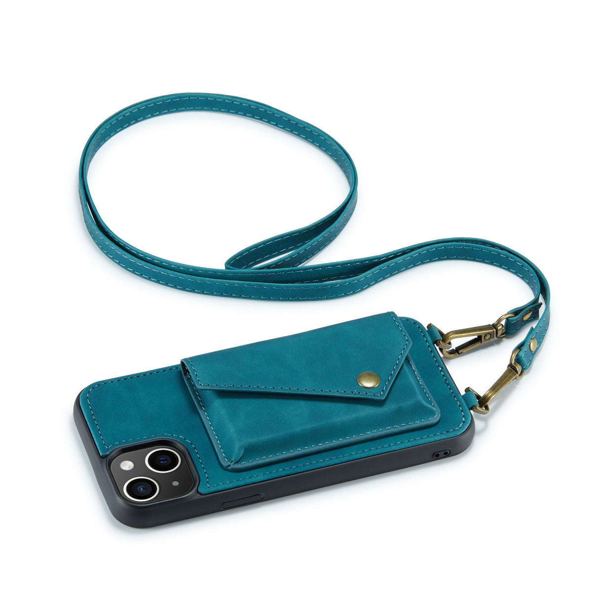 Apple iPhone 14 Plus Case - Emerald Green - Luxury Back Cover with Phone Strap