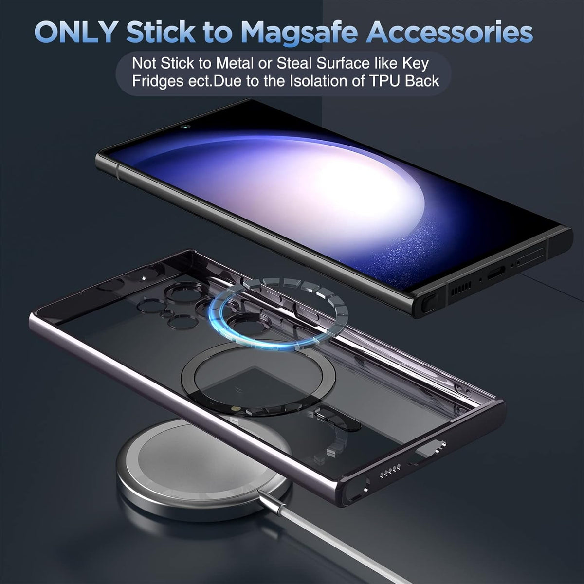 Samsung Galaxy S24 Ultra Case - Black - Silicone MagSafe Back Cover