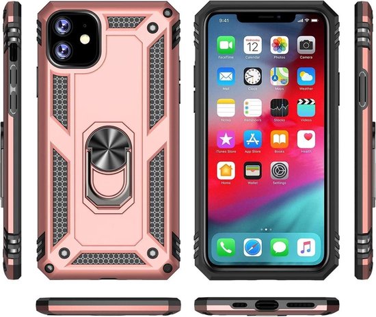 Apple iPhone 11 Hoesje - Rosegoud - Armor Kickstand Back Cover