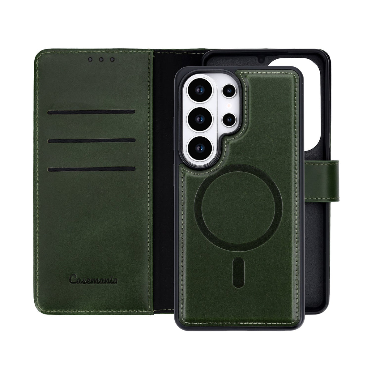 Samsung Galaxy S26 Ultra Hoesje - Forest Green - Echt Leren 2 in 1 MagSafe Bookcase