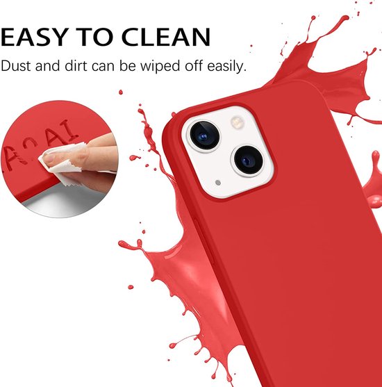 Apple iPhone 14 Plus Hoesje - Rood - Siliconen Back Cover met Telefoonkoord