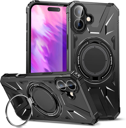 Apple iPhone 16 Case - Black - Ring Kickstand MagSafe Back Cover