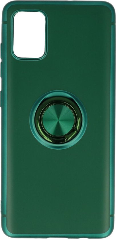 Samsung Galaxy A31 Hoesje - Groen - Siliconen Ring Kickstand Back Cover