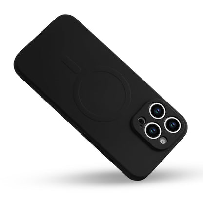 Apple iPhone 16 Pro Max Hoesje - Zwart - Liquid Siliconen MagSafe Back Cover met Magneetring