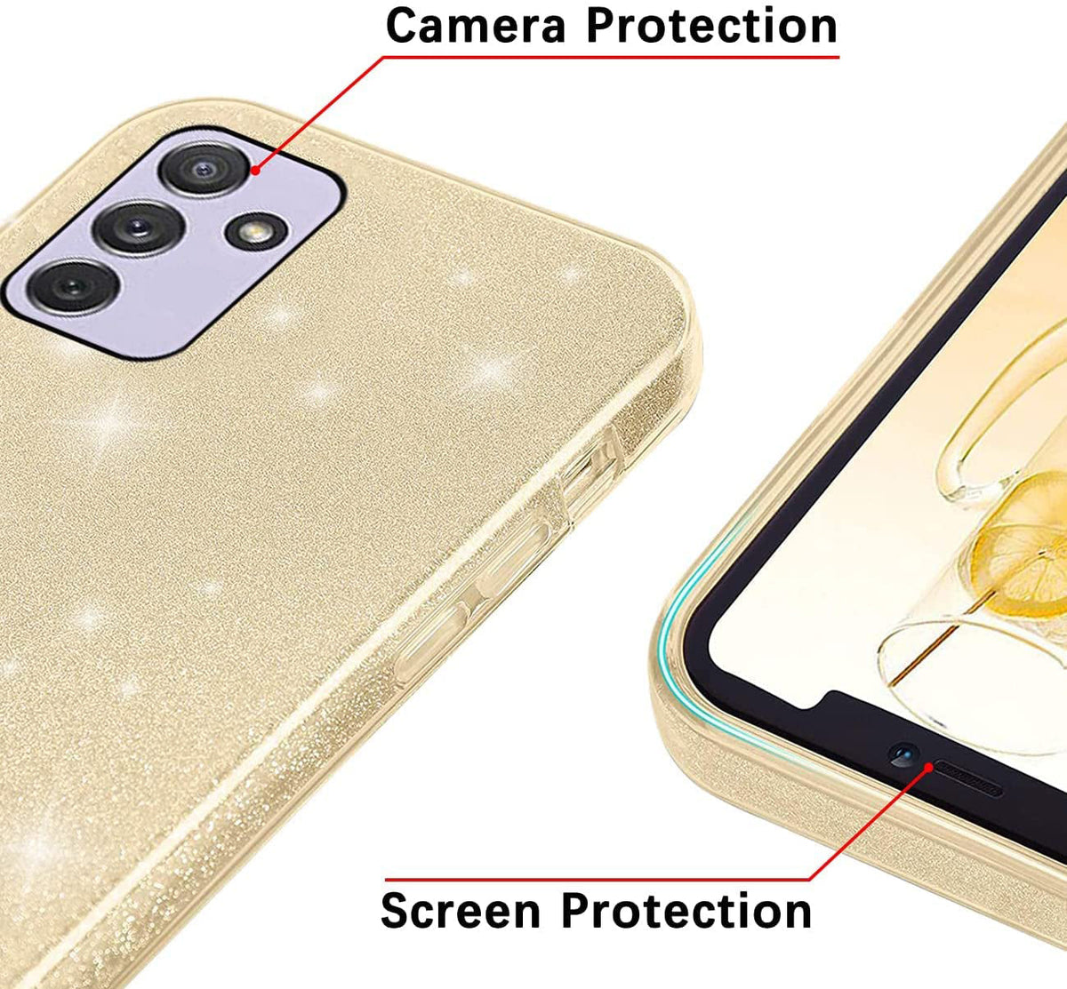 Samsung Galaxy A55 Hoesje - Goud - Glitter Back Cover