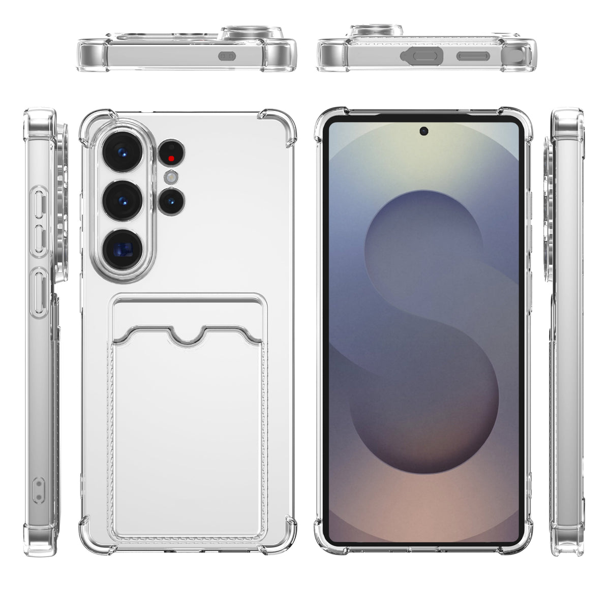 Samsung Galaxy S26 Plus Hoesje - Transparant - Siliconen Back Cover met Pasjeshouder en Camera Bescherming
