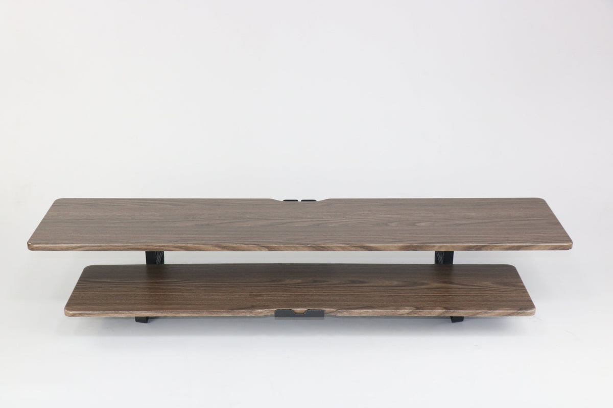 Casemania Monitorstandaard met Telefoonhouder - Donker Bruin - Beeldscherm Verhoger voor 2 Monitoren - Tweelaags Monitor Standaard met Opbergplank - Extra Brede Bureauverhoger - Beeldschermstandaard - Bureau Organizer voor Thuiswerkplek en Kantoor