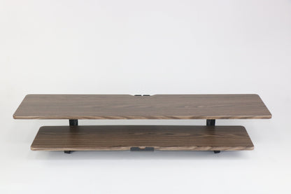 Casemania Monitorstandaard met Telefoonhouder - Donker Bruin - Beeldscherm Verhoger voor 2 Monitoren - Tweelaags Monitor Standaard met Opbergplank - Extra Brede Bureauverhoger - Beeldschermstandaard - Bureau Organizer voor Thuiswerkplek en Kantoor