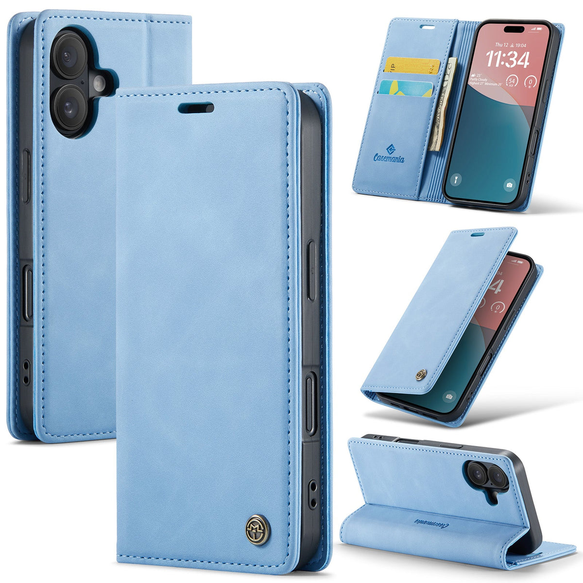 iPhone 16 Hoesje - Sky Blue - Dunne Bookcase