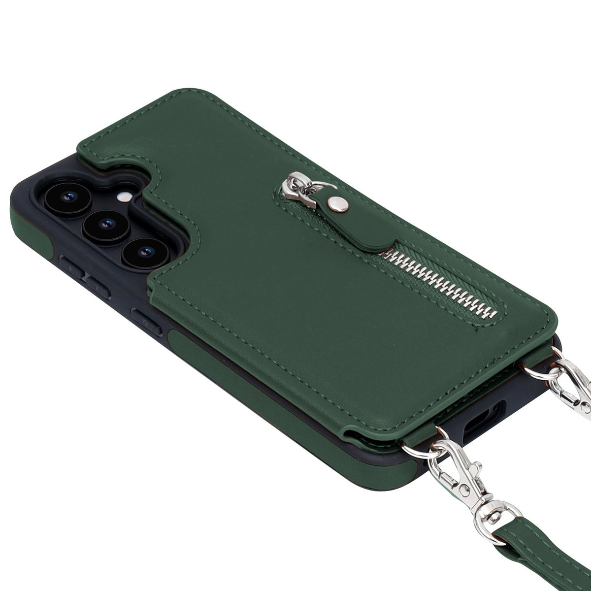 Samsung Galaxy A16 Hoesje - Groen - Luxe Back Cover met Telefoonkoord en Rits