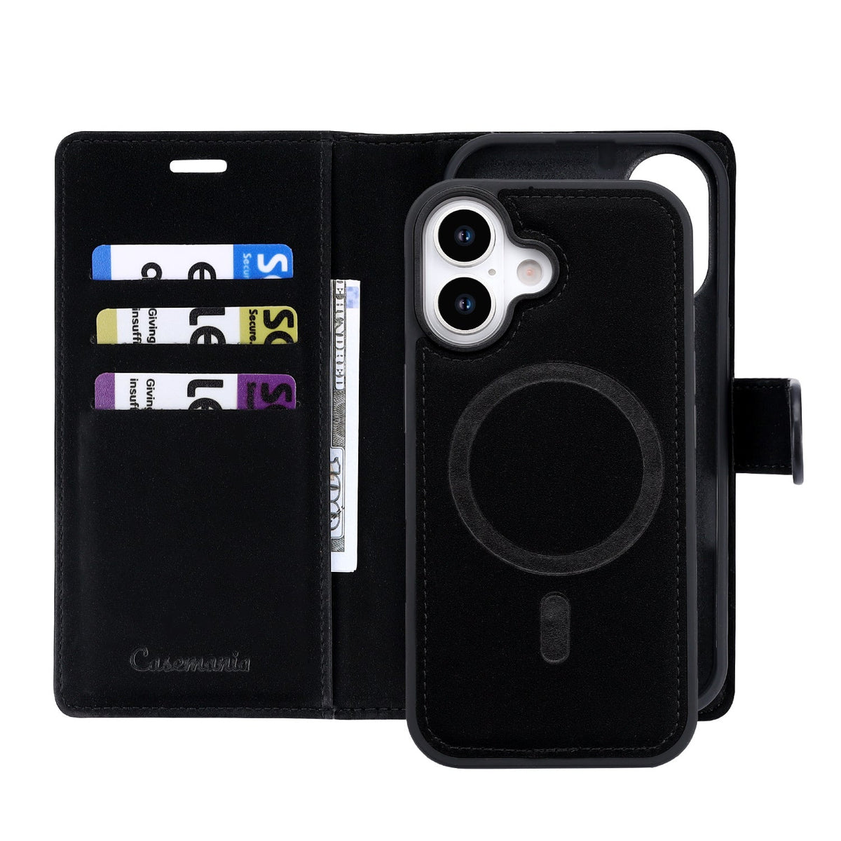 Apple iPhone 17 Hoesje - Onyx Black - 2 in 1 Velvet Bookcase