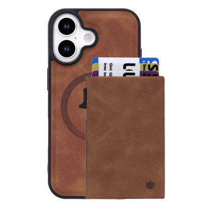 Apple iPhone 17 Hoesje - Sienna Brown - MagSafe Back Cover met Uitschuifbare Pasjeshouder