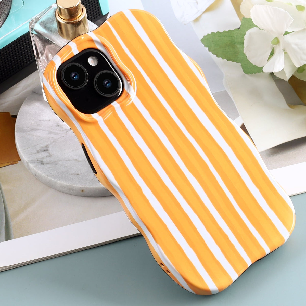 Apple iPhone 15 Case - Orange - Wave Edge Back Cover