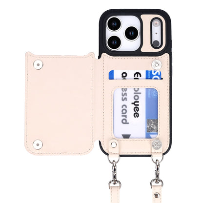 Apple iPhone 18 Pro Max Hoesje - Beige - Luxe Back Cover met Telefoonkoord en Rits
