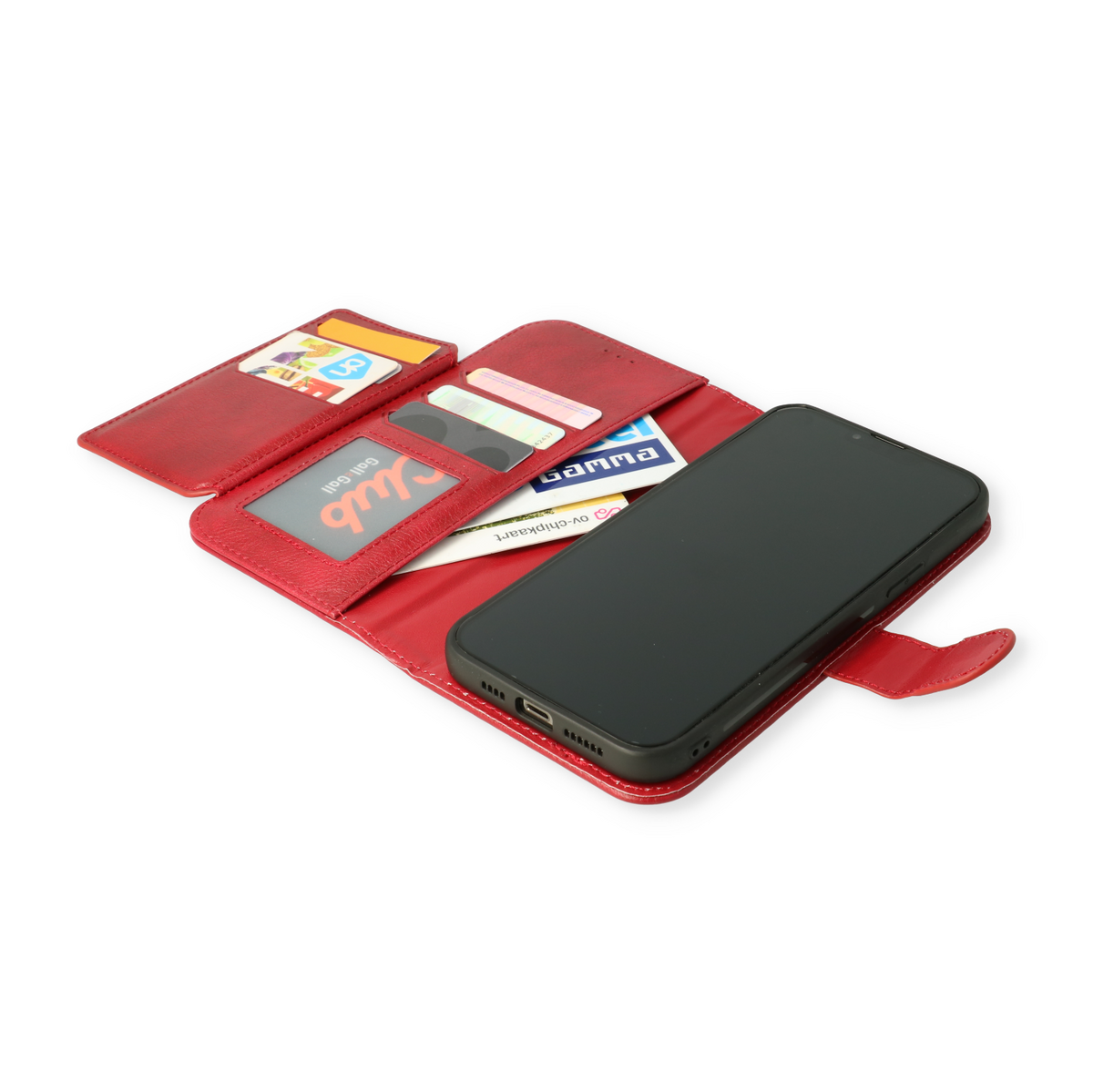 Apple iPhone 13 Pro Case - Red - 2-in-1 Wallet Case with 10 Card Slots