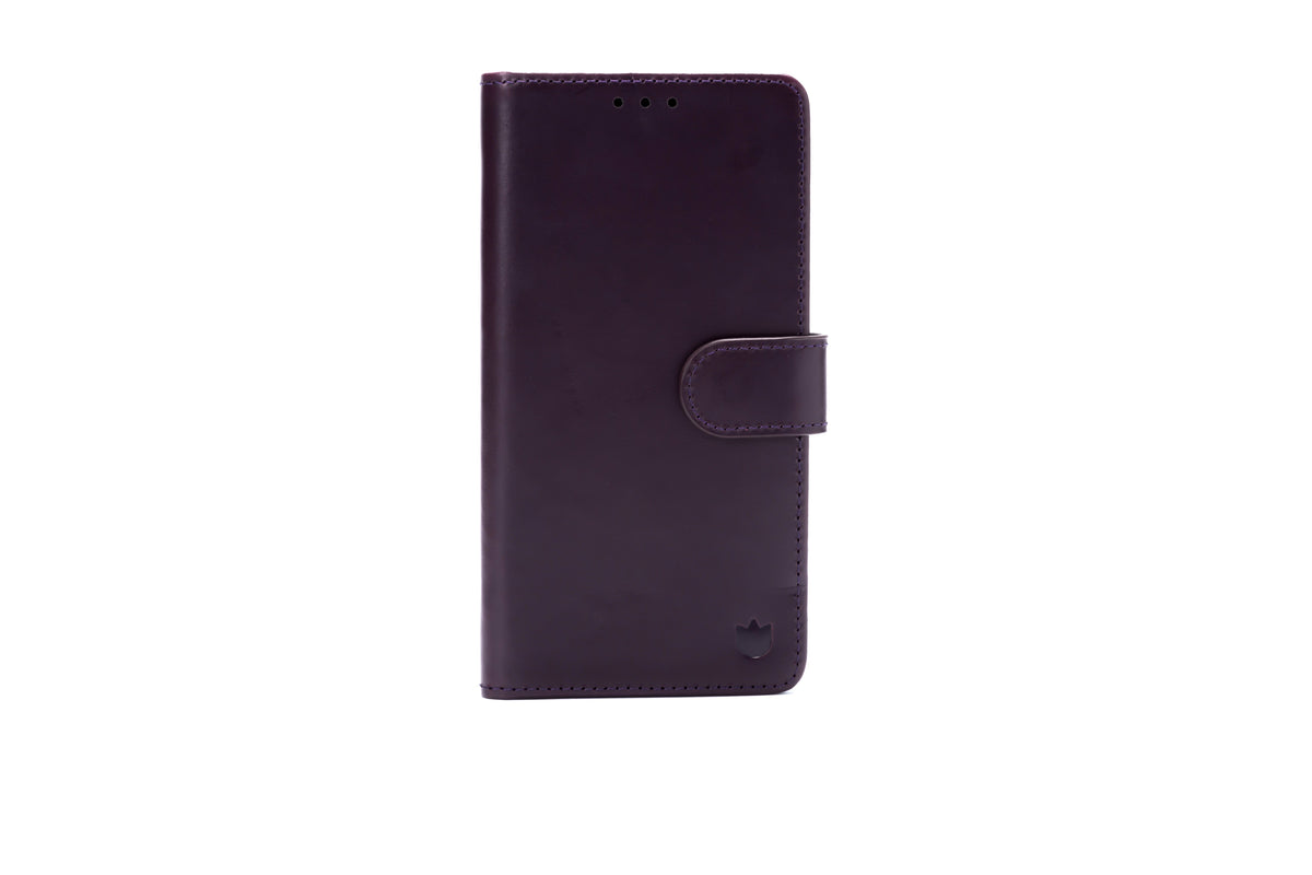 Apple iPhone Air Hoesje - Dark Purple - Echt Leren Bookcase