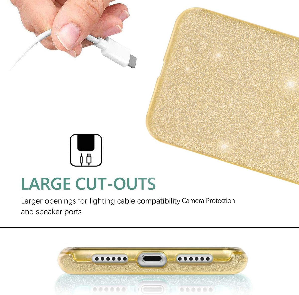 Samsung Galaxy S24 Plus Hoesje - Goud - Glitter Back Cover