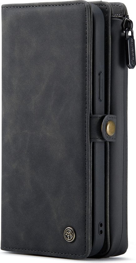 Apple iPhone 13 Pro Hoesje - Charcoal Gray - Luxe 2 in 1 Bookcase met 10 Kaart Vakken en Polskoord