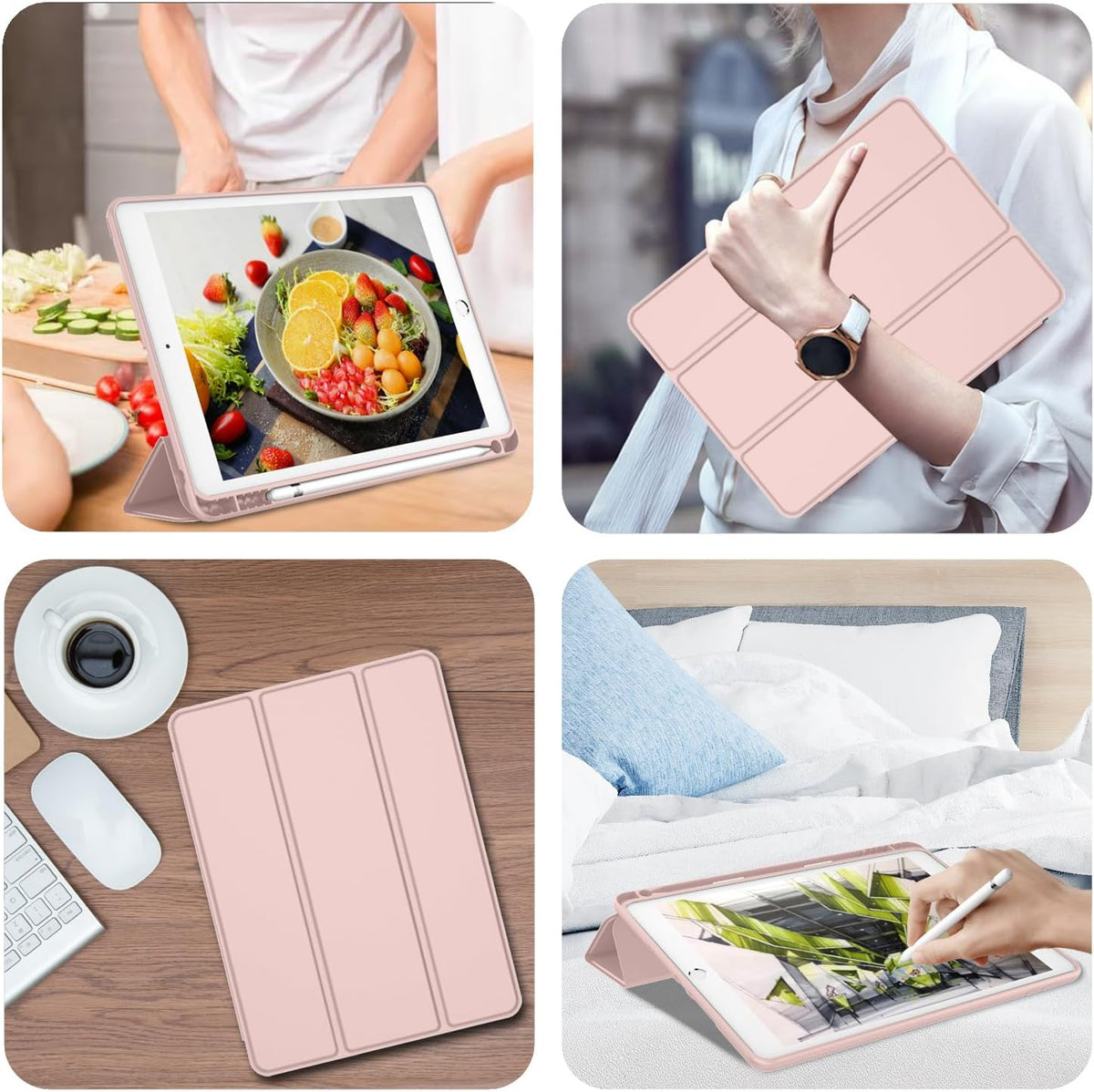 iPad 10.2 Tablethoes - Roze - Pen Slot Smart Cover