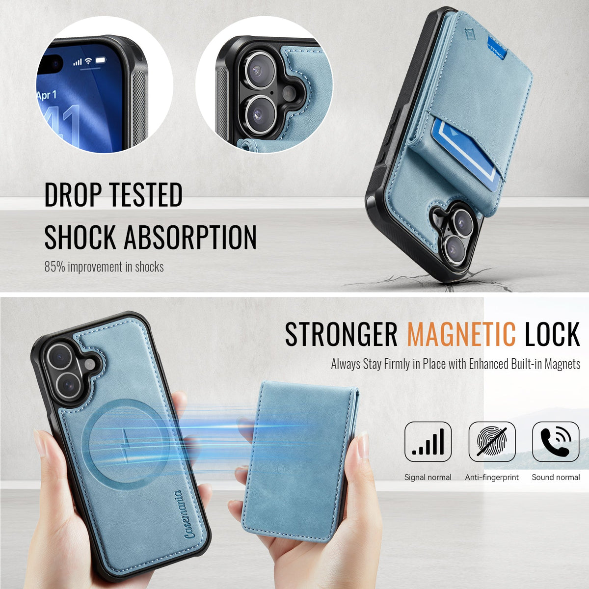 Apple iPhone 17 Hoesje - Aqua Blue - MagSafe Back Cover met Pasjeshouder