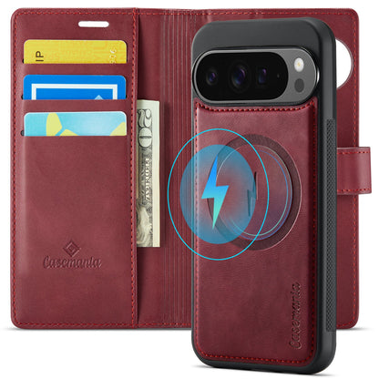 Google Pixel 10 Case - Burgundy Red - Luxury 2-in-1 MagSafe Wallet Case