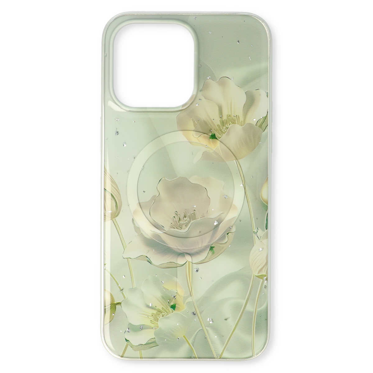 Apple iPhone 15 Pro Hoesje - Groen - Siliconen Marmer MagSafe Back Cover