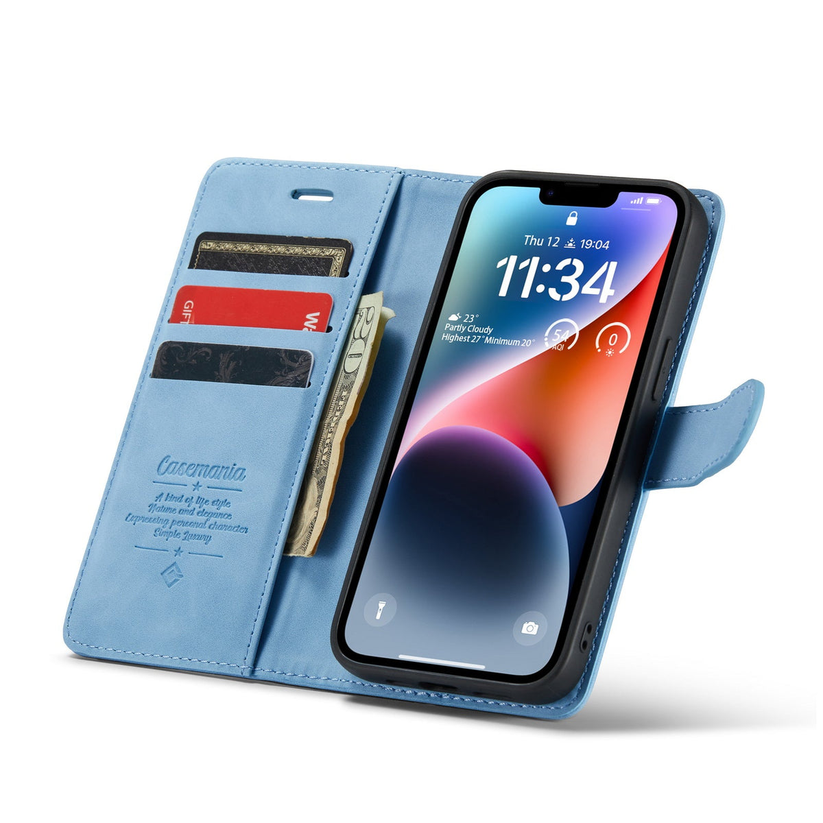Apple iPhone 15 Plus Hoesje - Sky Blue - 2 in 1 Bookcase