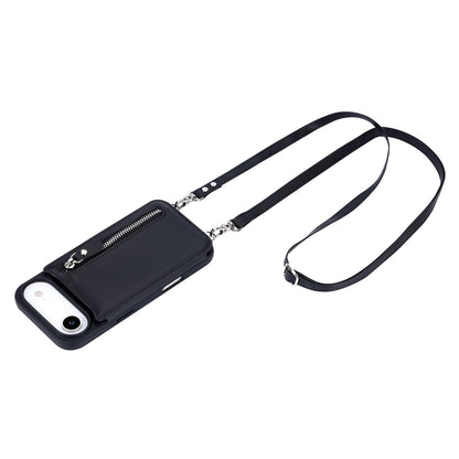Apple iPhone Air Case - Black - Luxury Back Cover with Phone Strap and Zipper