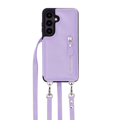 Samsung Galaxy S25 Plus Hoesje - Paars - Luxe Back Cover met Telefoonkoord en Rits