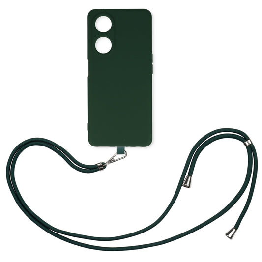 Oppo A38 Hoesje - Groen - Siliconen Back Cover met Telefoonkoord