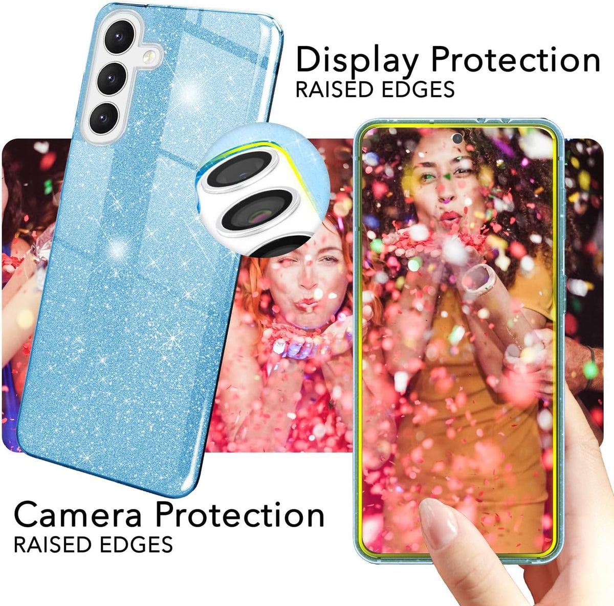 Samsung Galaxy A36 Hoesje - Blauw - Glitter Back Cover