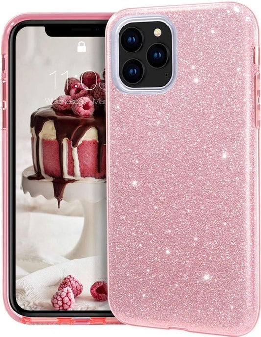Apple iPhone 12 Hülle - Rosa - Glitzer-Backcover