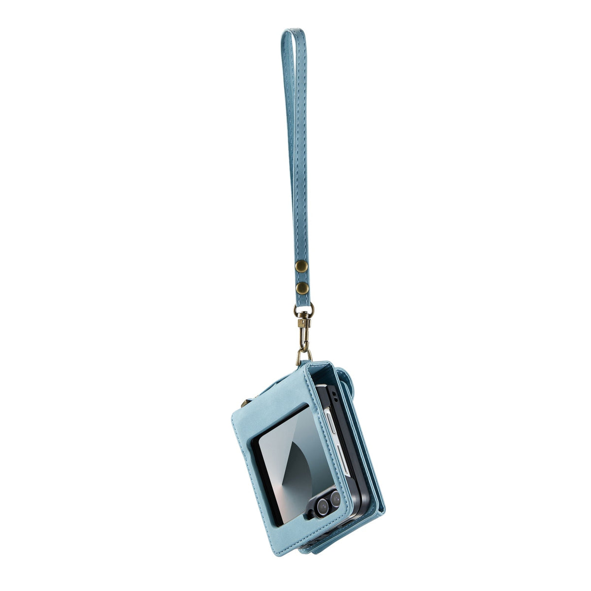 Samsung Galaxy Z Flip 7 FE Hoesje - Aqua Blue - Portemonnee Bookcase met Telefoonkoord