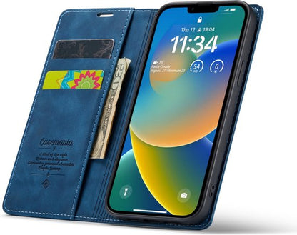 Apple iPhone 14 Plus Hülle - Navy Blue - Schlanke Klapphülle mit Kartenfach