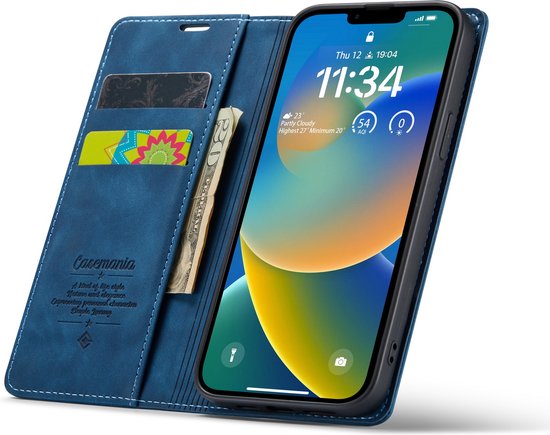 Apple iPhone 14 Plus Hoesje - Navy Blue - Dunne Bookcase