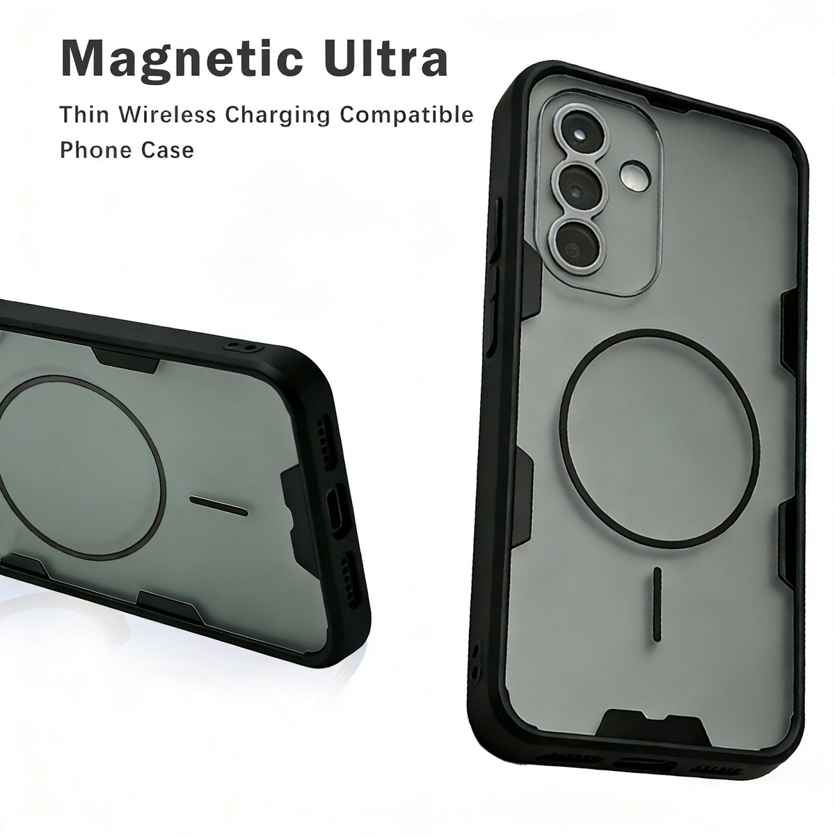 Samsung Galaxy A17 Hoesje - Transparant | Zwart - Frosted Matte Hardcase MagSafe Back Cover