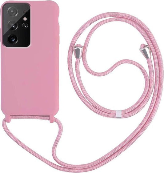 Samsung Galaxy S21 Ultra Hülle - Rosa - Silikon-Backcover mit Handykette