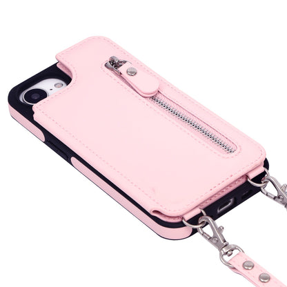 Apple iPhone 17e Hülle - Rosa - Luxus-Backcover mit Handykette und Reißverschluss