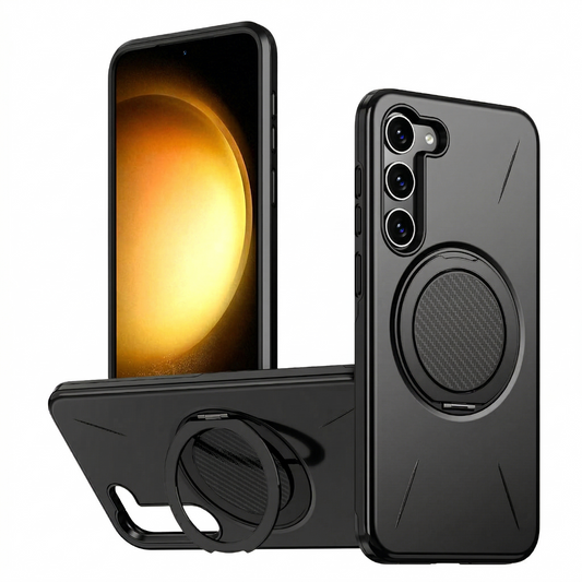 Samsung Galaxy S26 Plus Hülle - Schwarz - Silikon-Ring-Ständer-Backcover