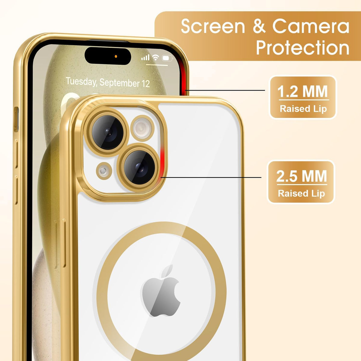 iPhone 17 Hoesje - Goud - Siliconen MagSafe Back Cover met Telefoonkoord