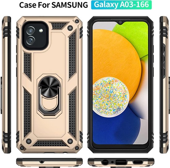 Samsung Galaxy A03 Hoesje - Goud - Armor Kickstand Back Cover