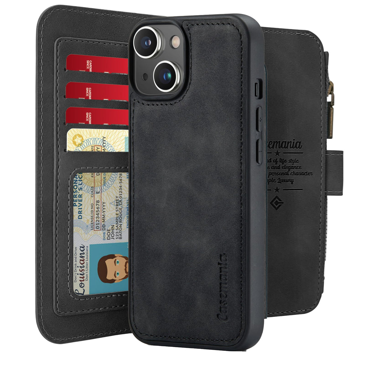 Apple iPhone 15 Plus Hoesje - Charcoal Gray - 2 in 1 Bookcase met Rits